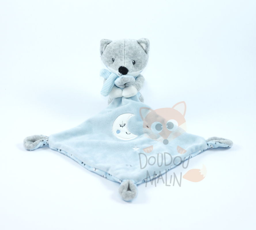  baby comforter fox blue grey star 
